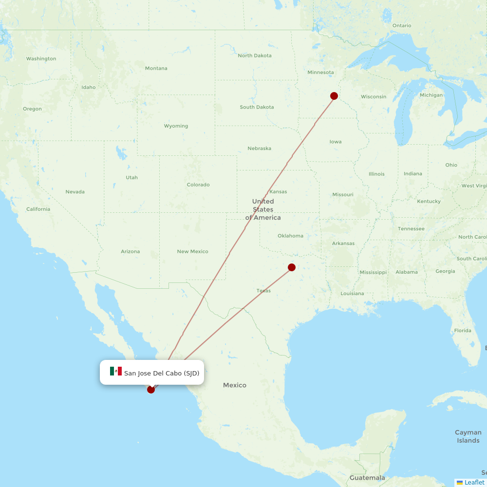 Sun Country Airlines at SJD route map