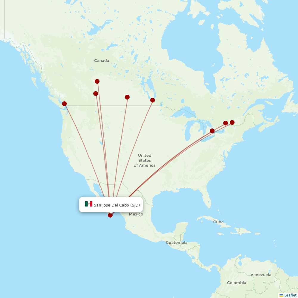 Sunwing Airlines at SJD route map
