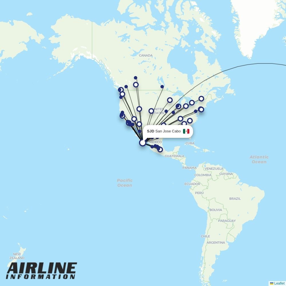 Southwest routes from SJD