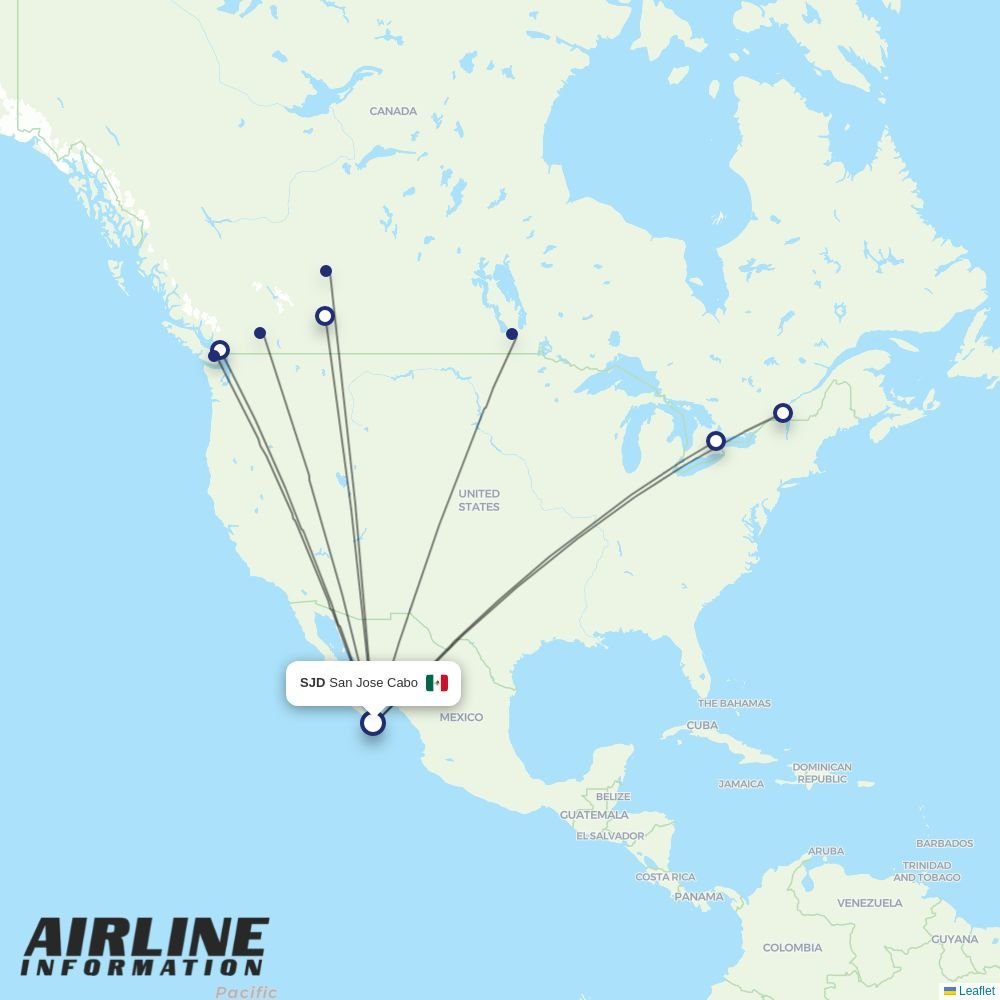 WestJet routes from SJD