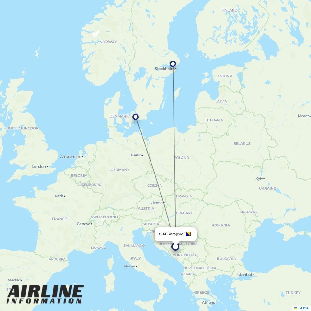 Norwegian Air Sweden routes from SJJ