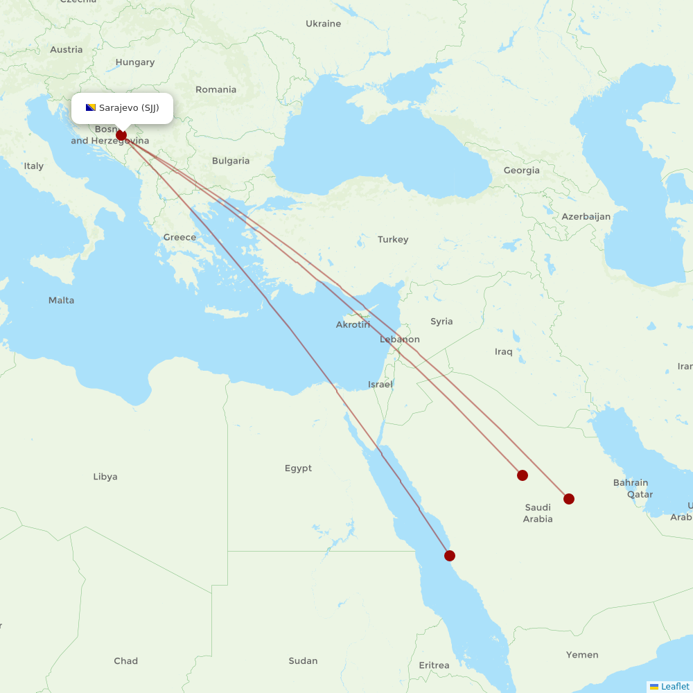 Stobart Air at SJJ route map