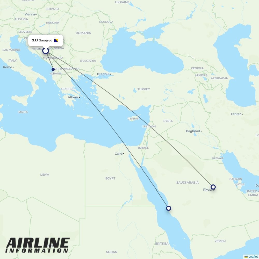 Flynas routes from SJJ