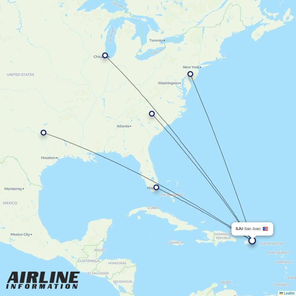 American Airlines routes from SJU
