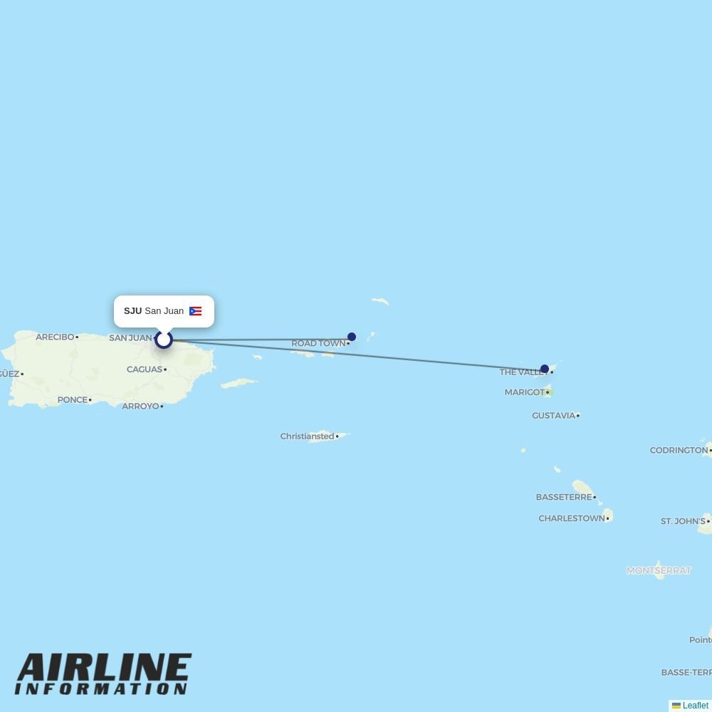 interCaribbean Airways routes from SJU