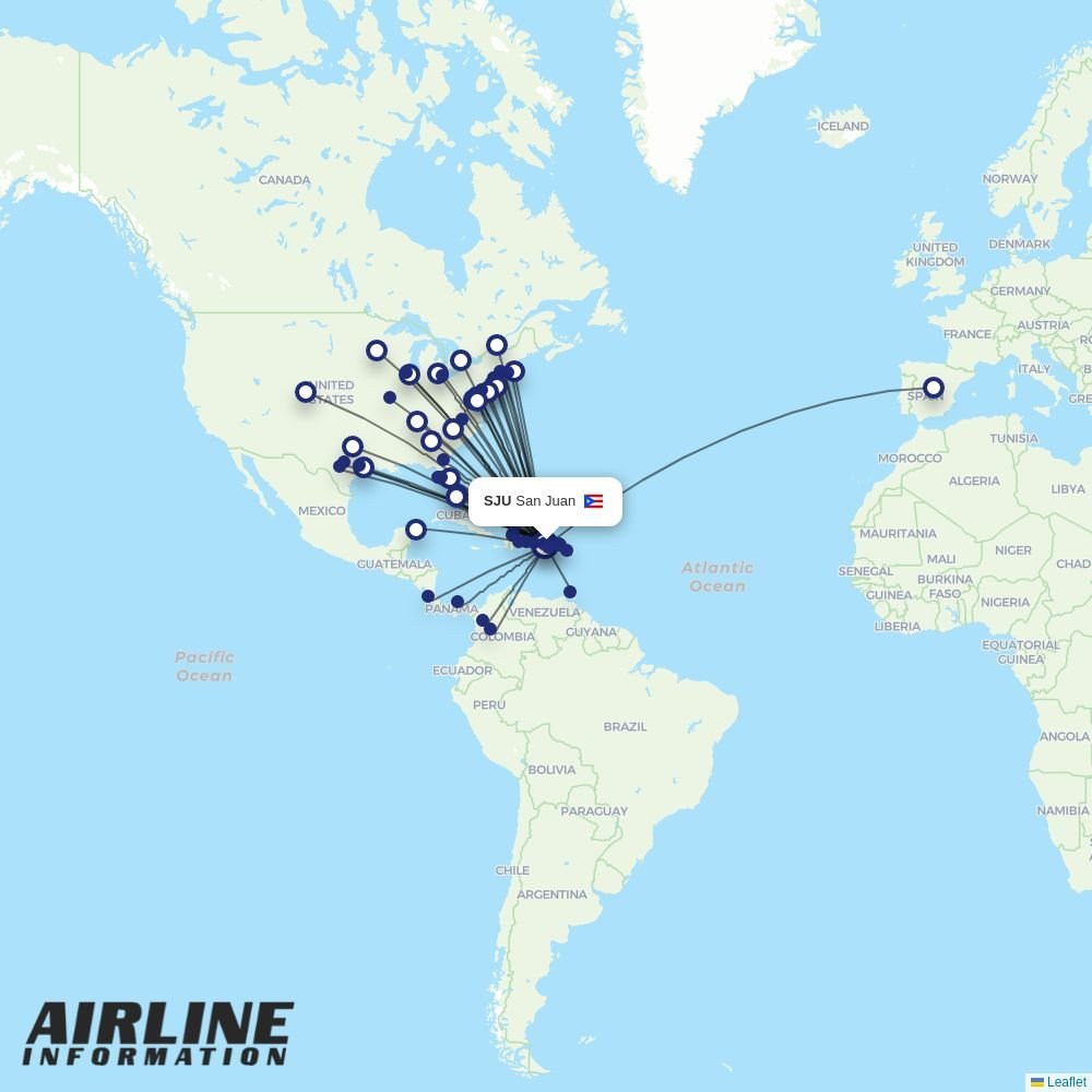 Contour Aviation routes from SJU