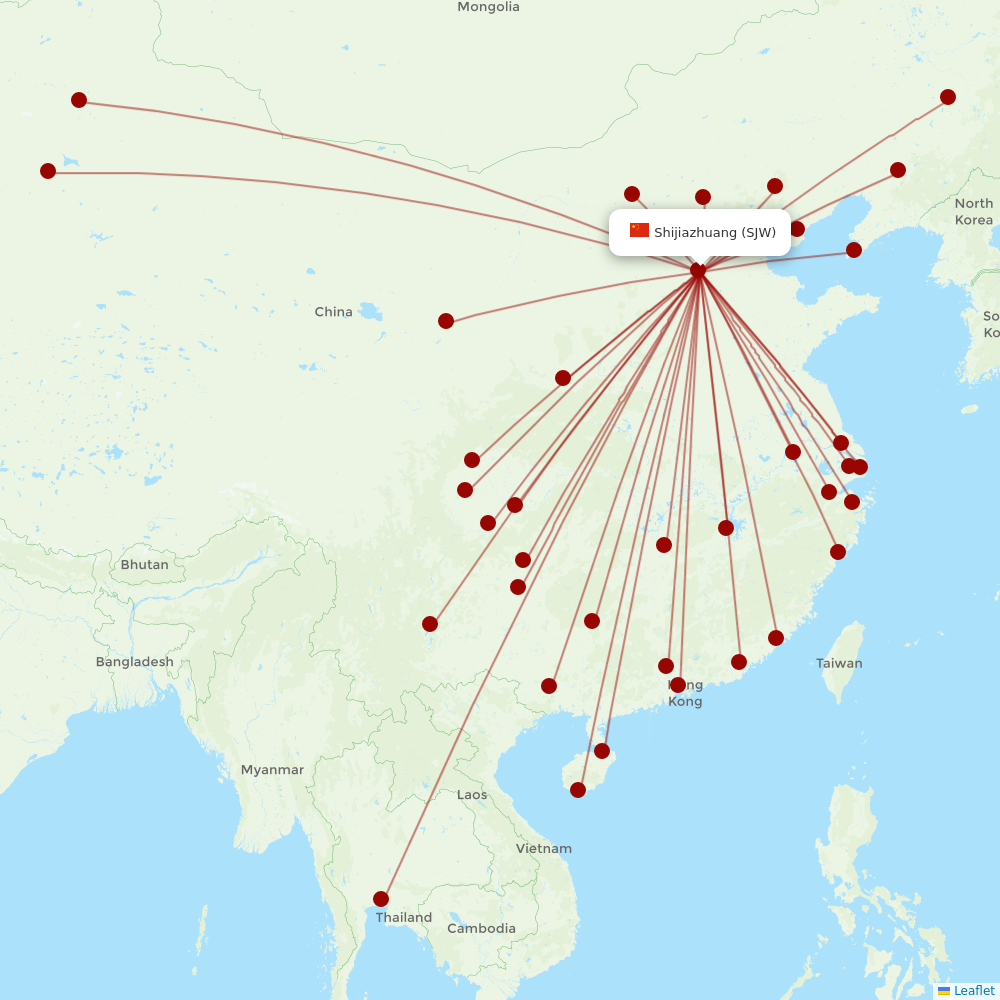 Hebei Airlines at SJW route map