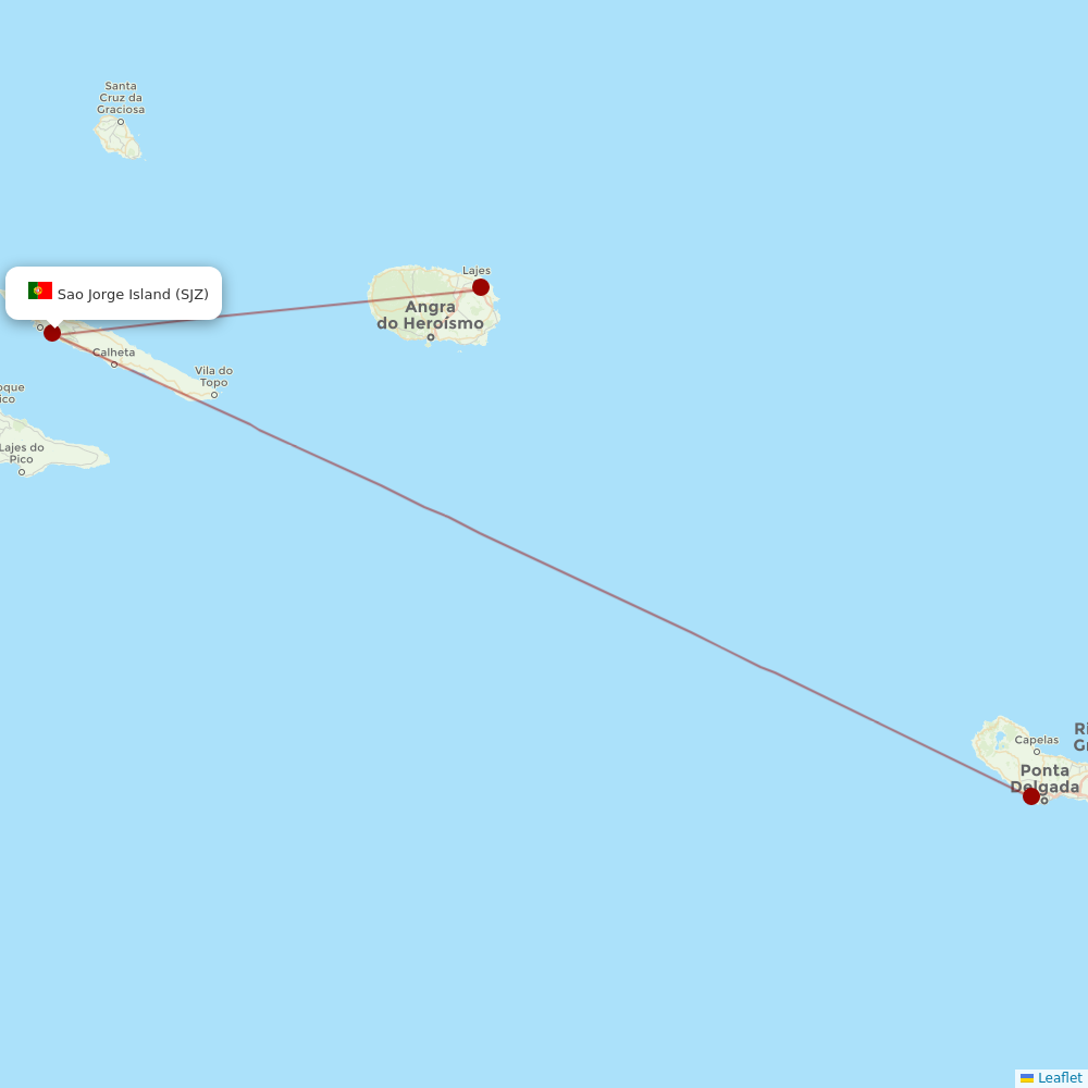 SATA - Air Acores at SJZ route map