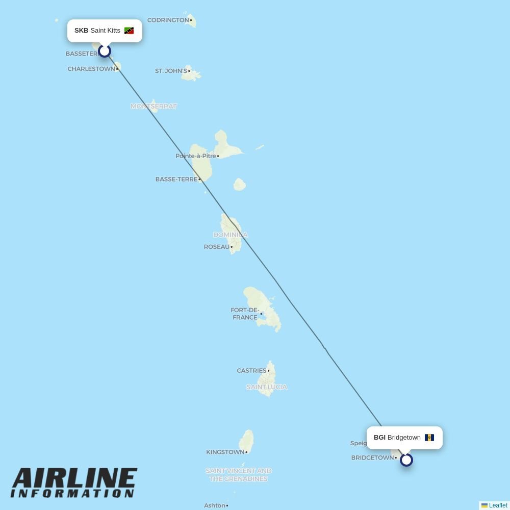 interCaribbean Airways routes from SKB