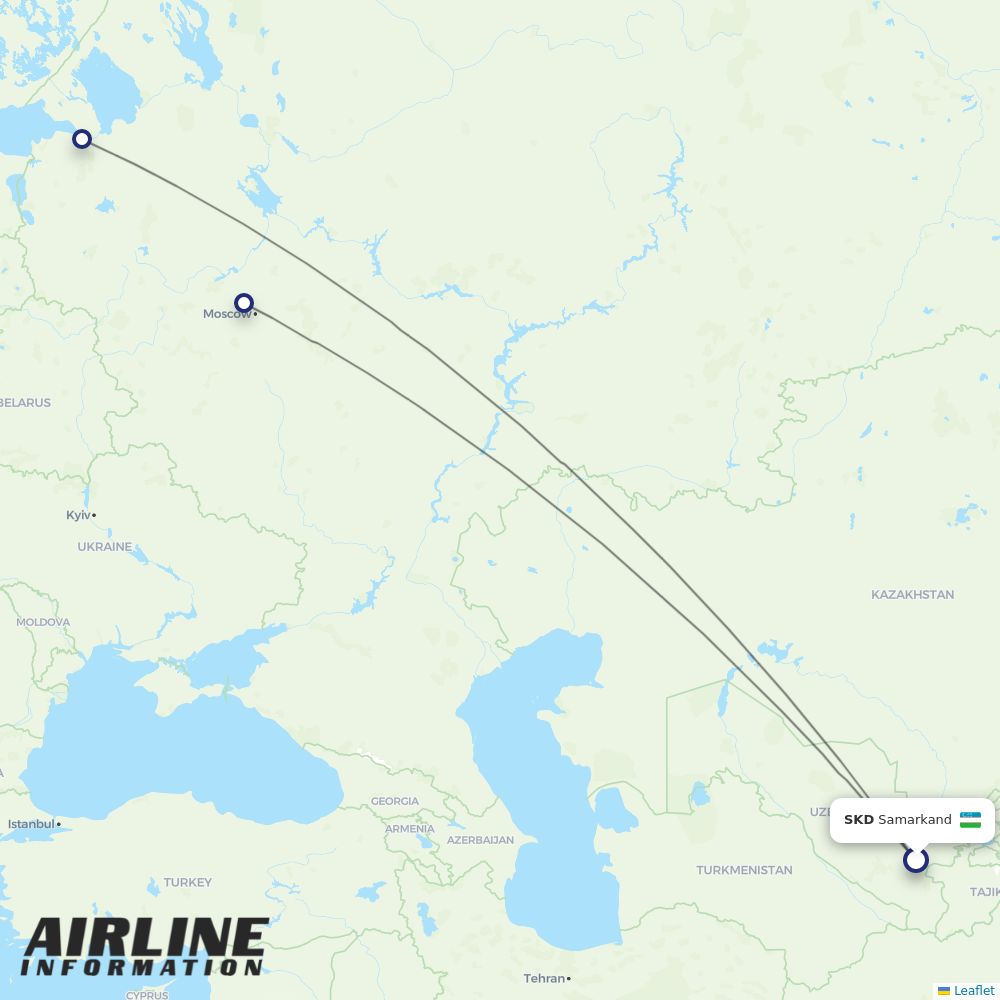 Aeroflot routes from SKD