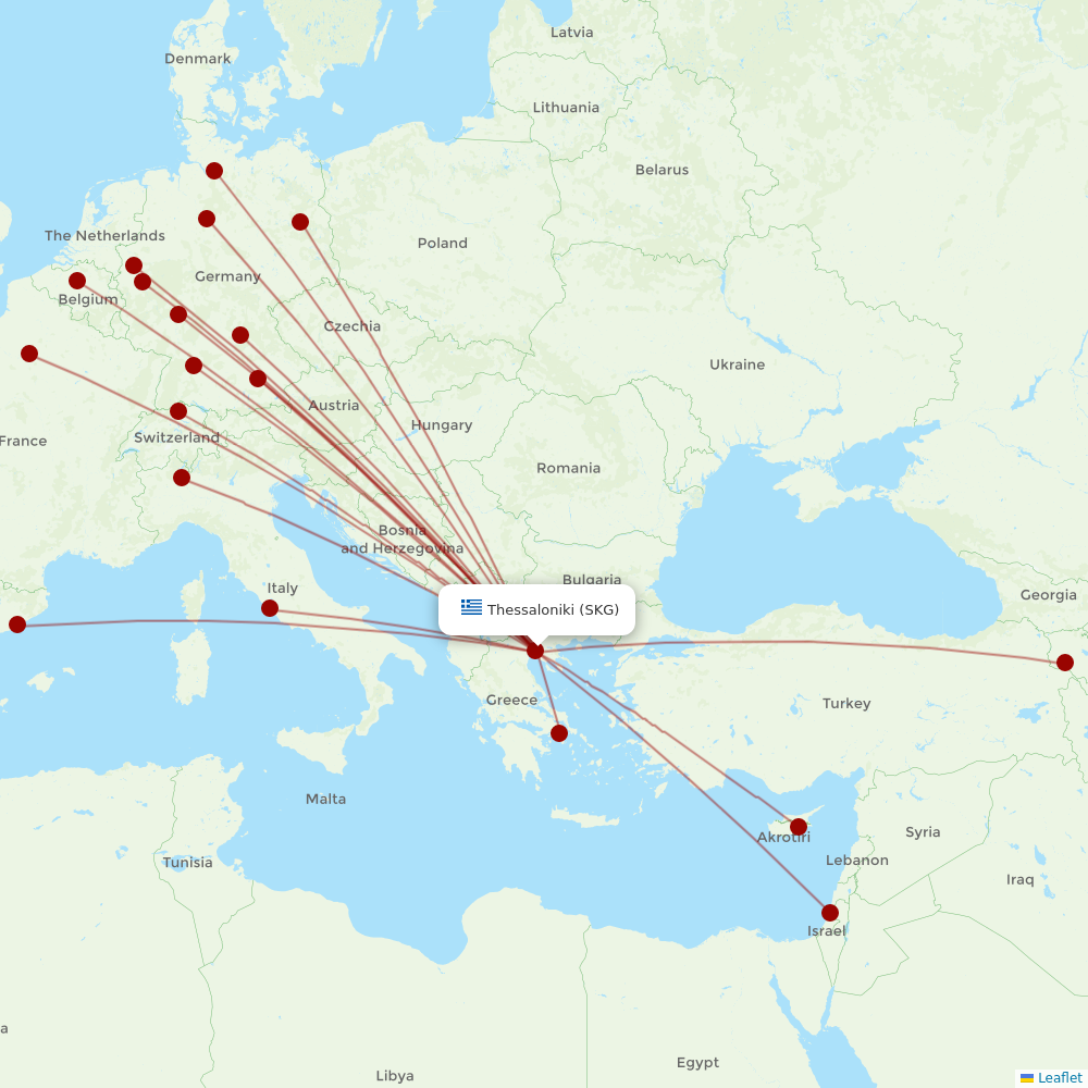 Aegean Airlines at SKG route map