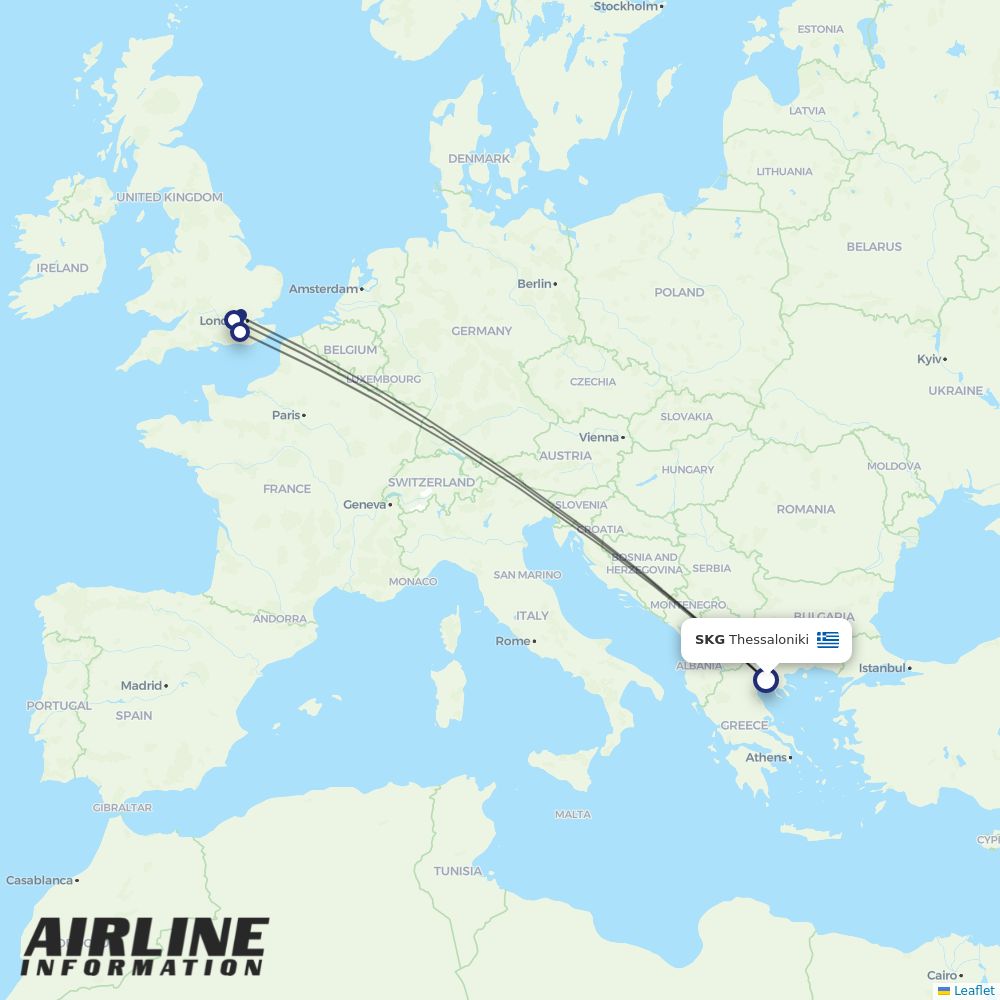 British Airways routes from SKG
