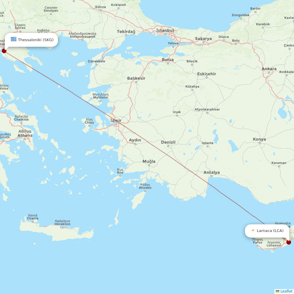Charlie Airlines at SKG route map