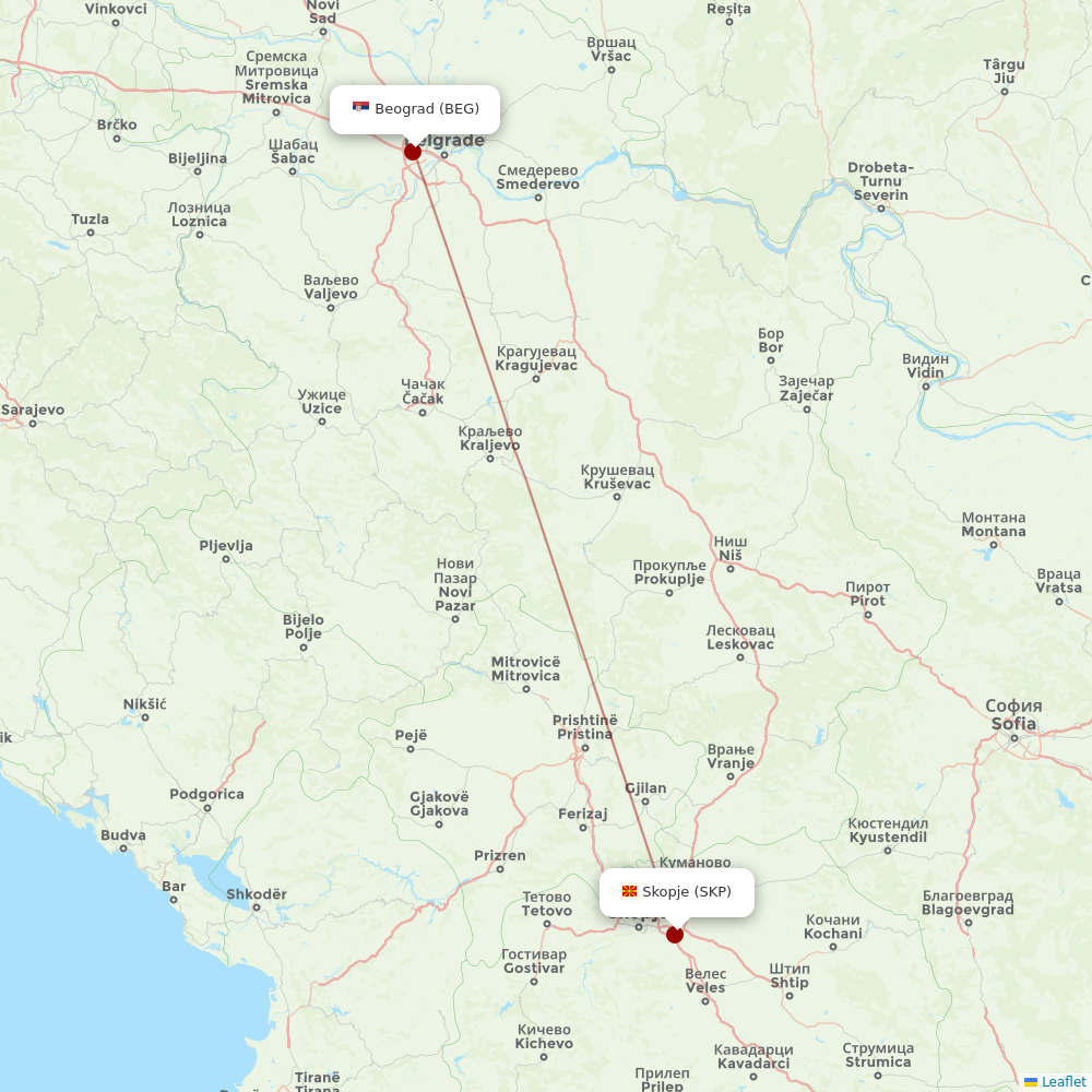 Air Serbia at SKP route map