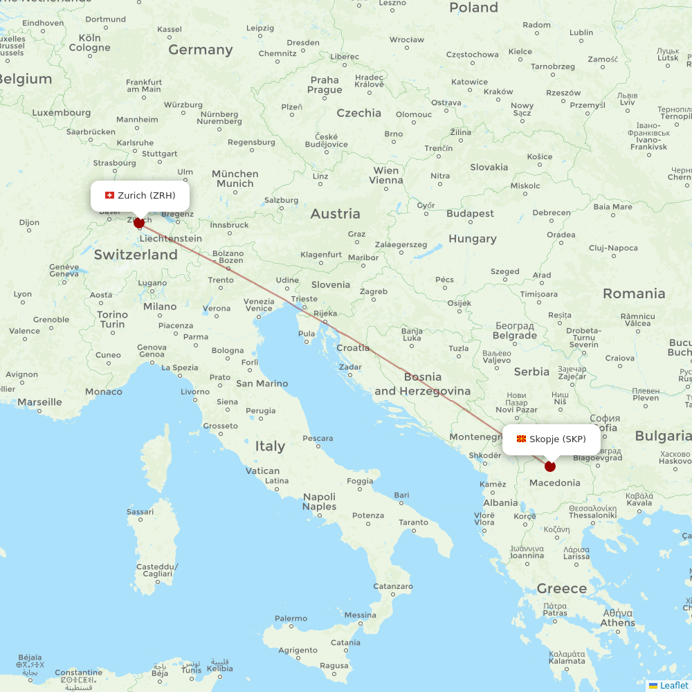 Edelweiss Air at SKP route map