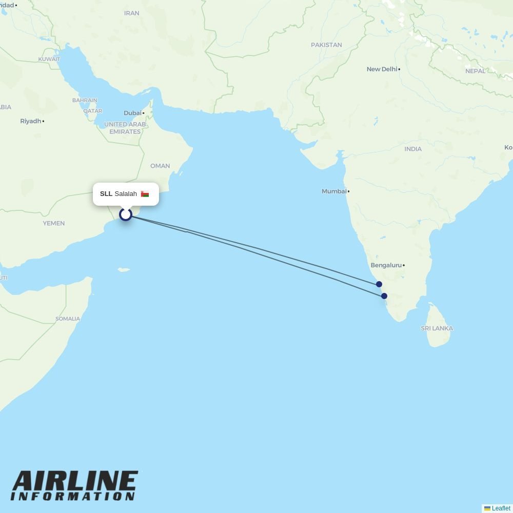 Air India Express routes from SLL