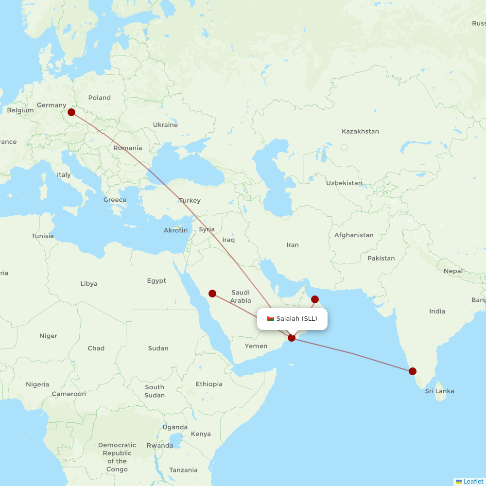 Salam Air at SLL route map