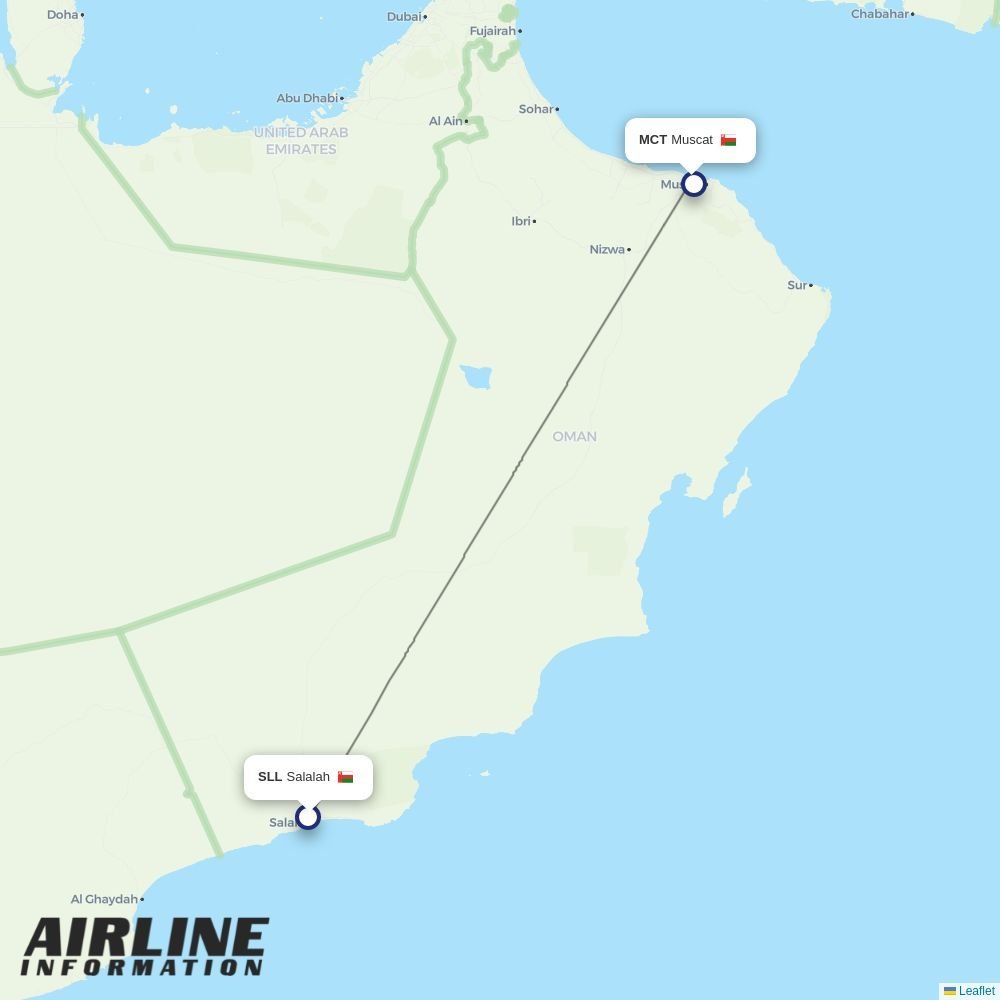 Oman Air routes from SLL