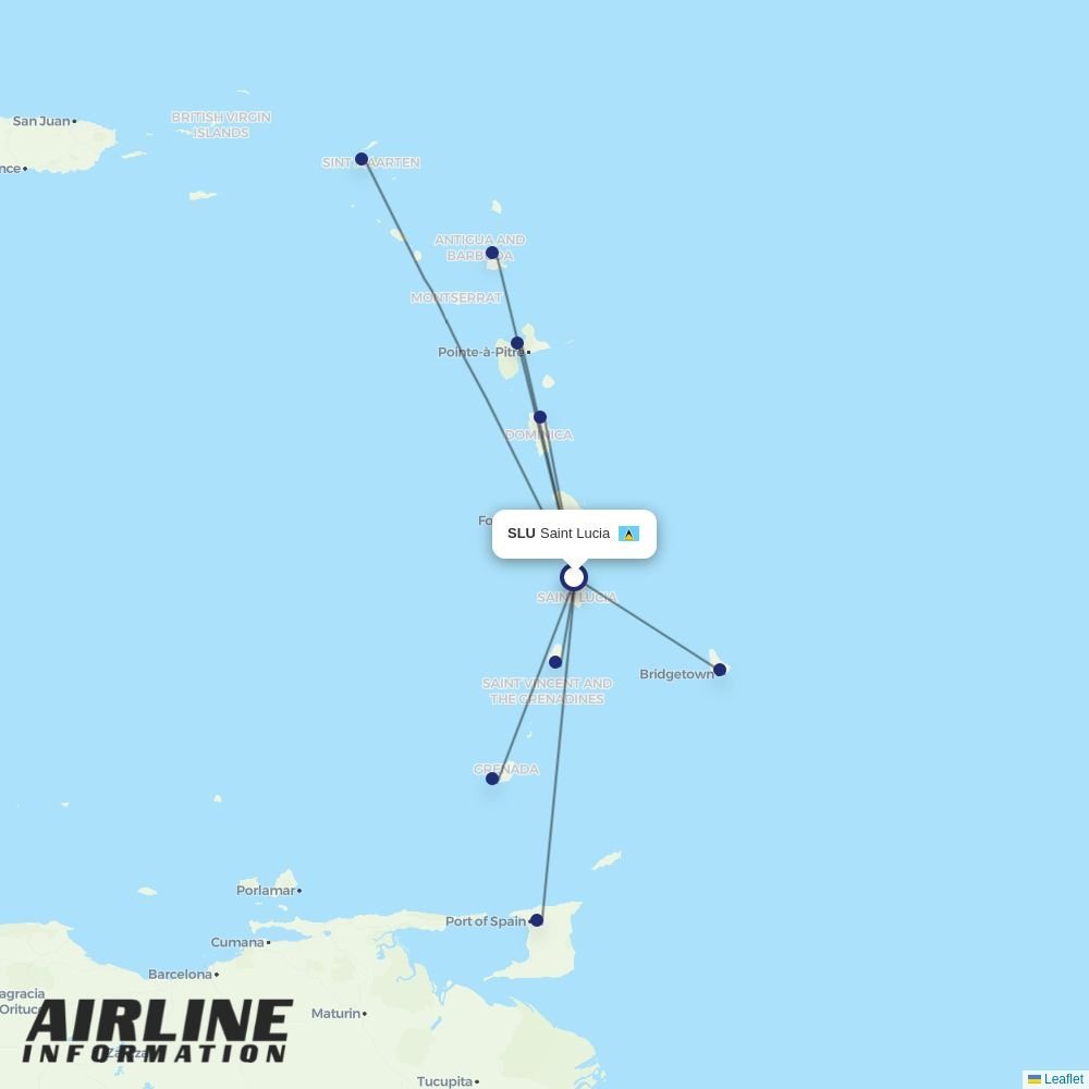 Caribbean Airlines routes from SLU