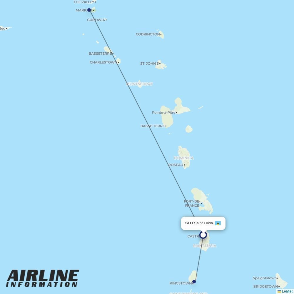 Winair routes from SLU