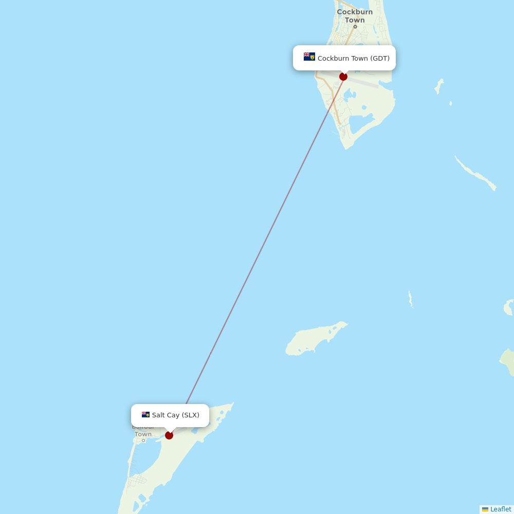 Caicos Express Airways at SLX route map