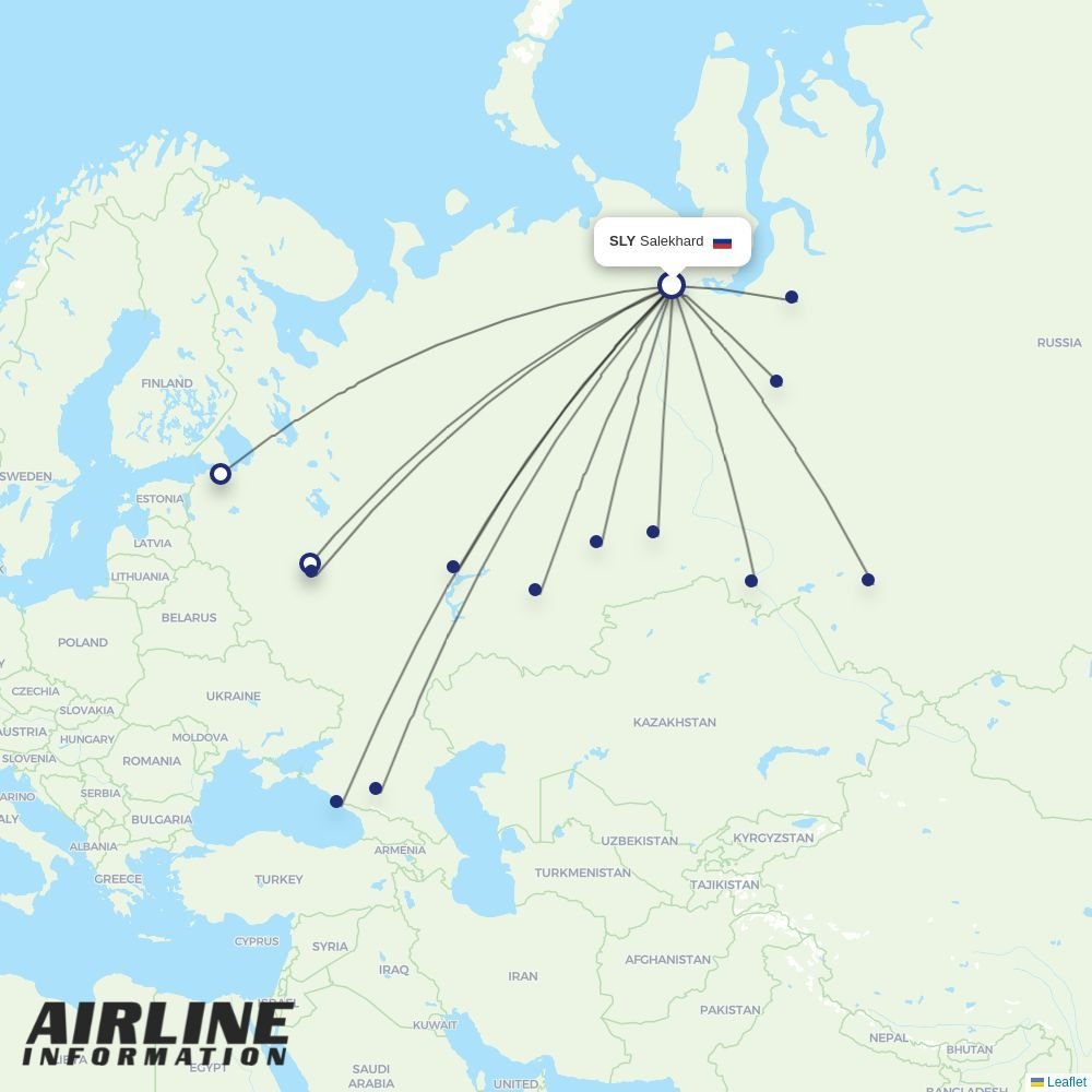 Yamal Airlines routes from SLY