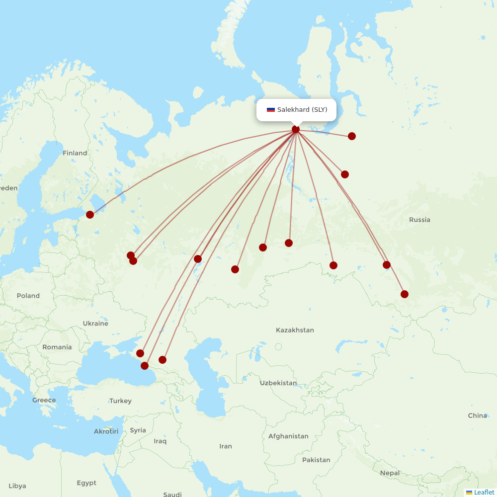 Yamal Airlines at SLY route map