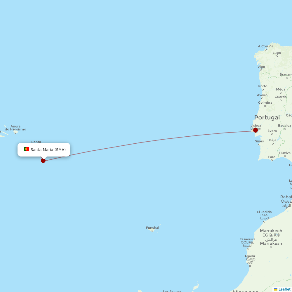 Azores Airlines at SMA route map