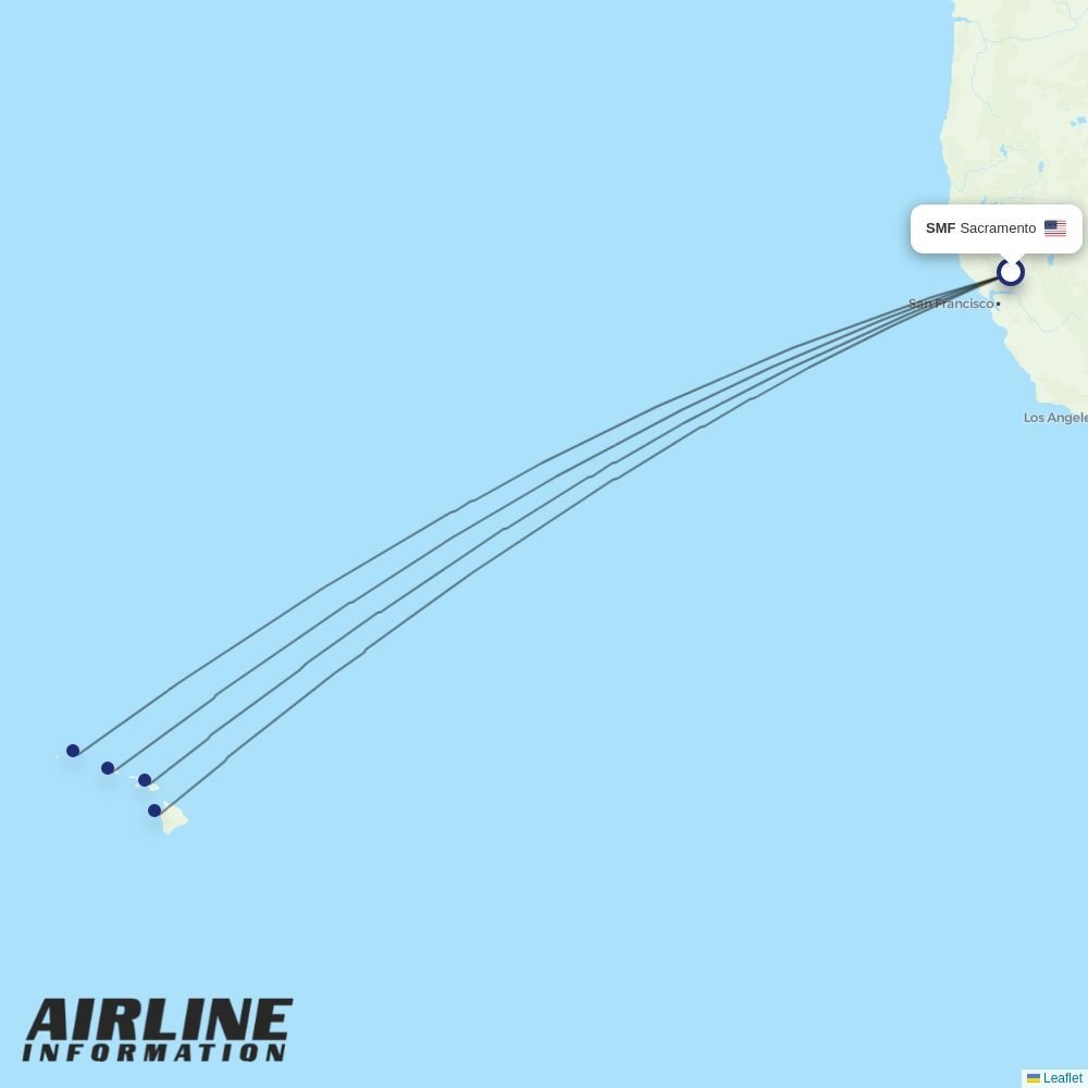 Hawaiian Airlines routes from SMF