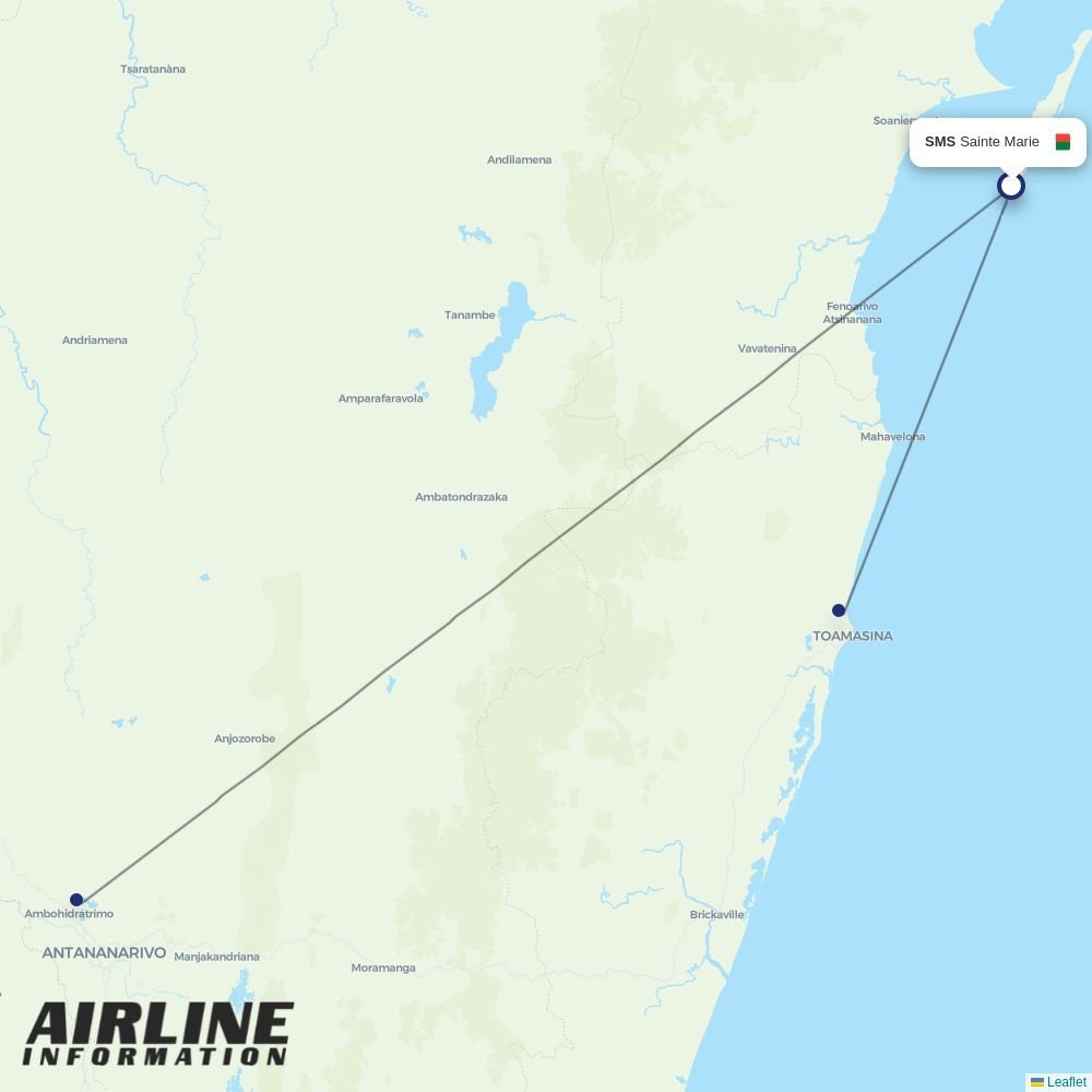 Madagascar Airlines routes from SMS