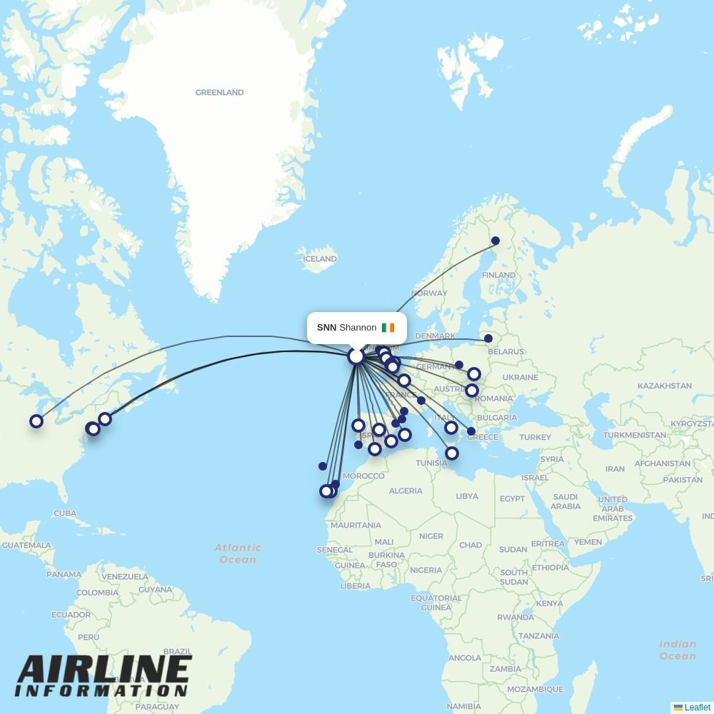 United routes from SNN