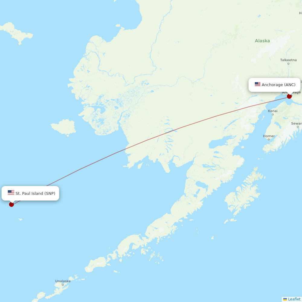 Ravn Alaska at SNP route map