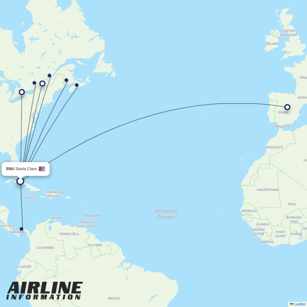 Air Transat routes from SNU
