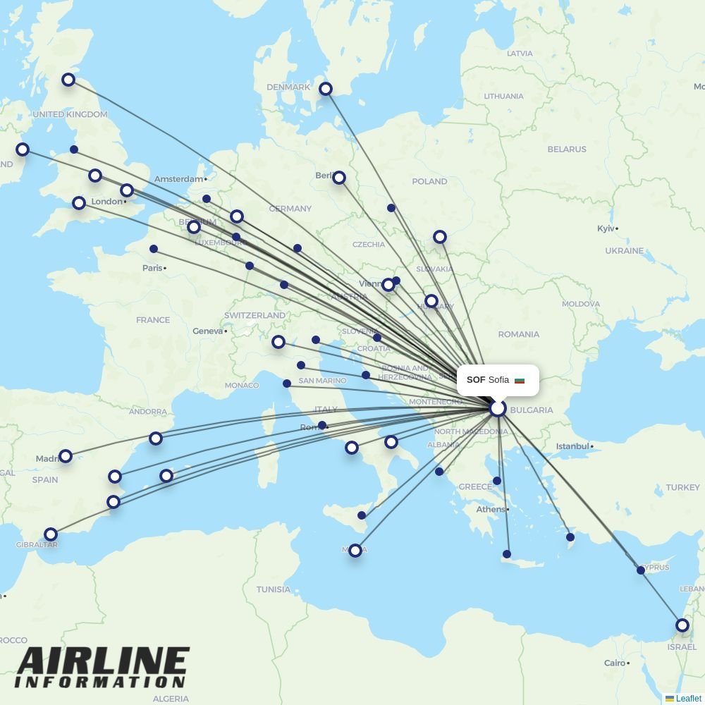 Ryanair routes from SOF