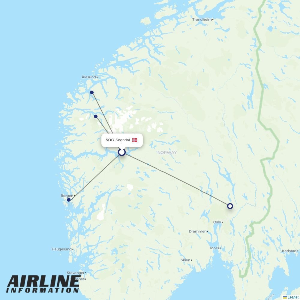 Wideroe routes from SOG