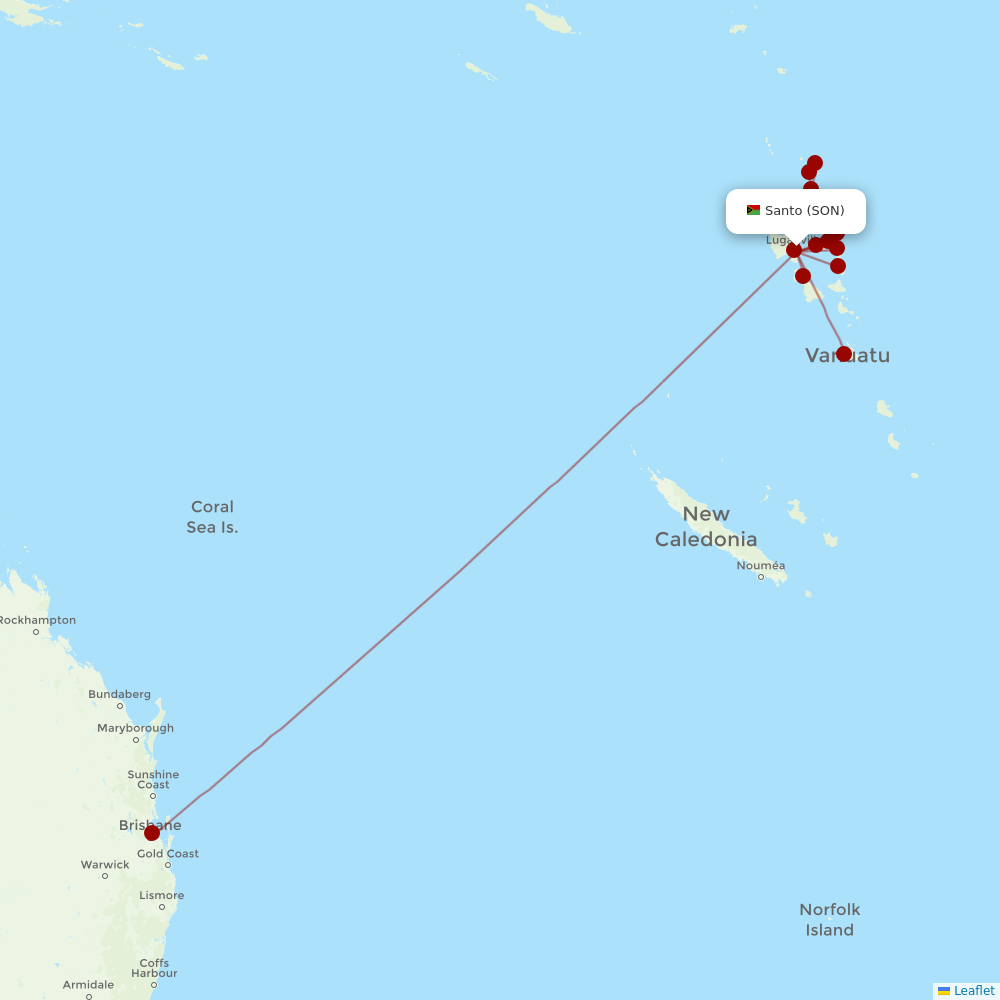 Air Vanuatu at SON route map