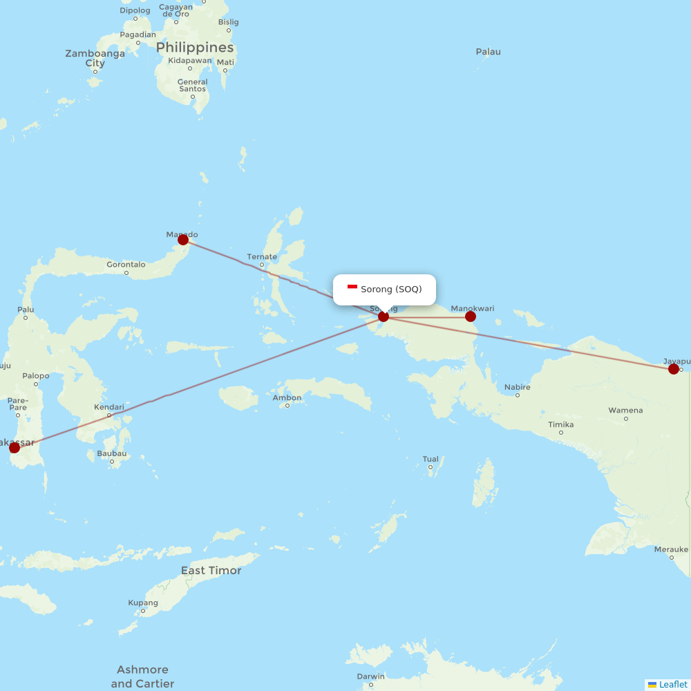 Lion Air at SOQ route map