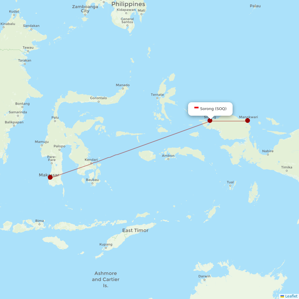 Sriwijaya Air at SOQ route map