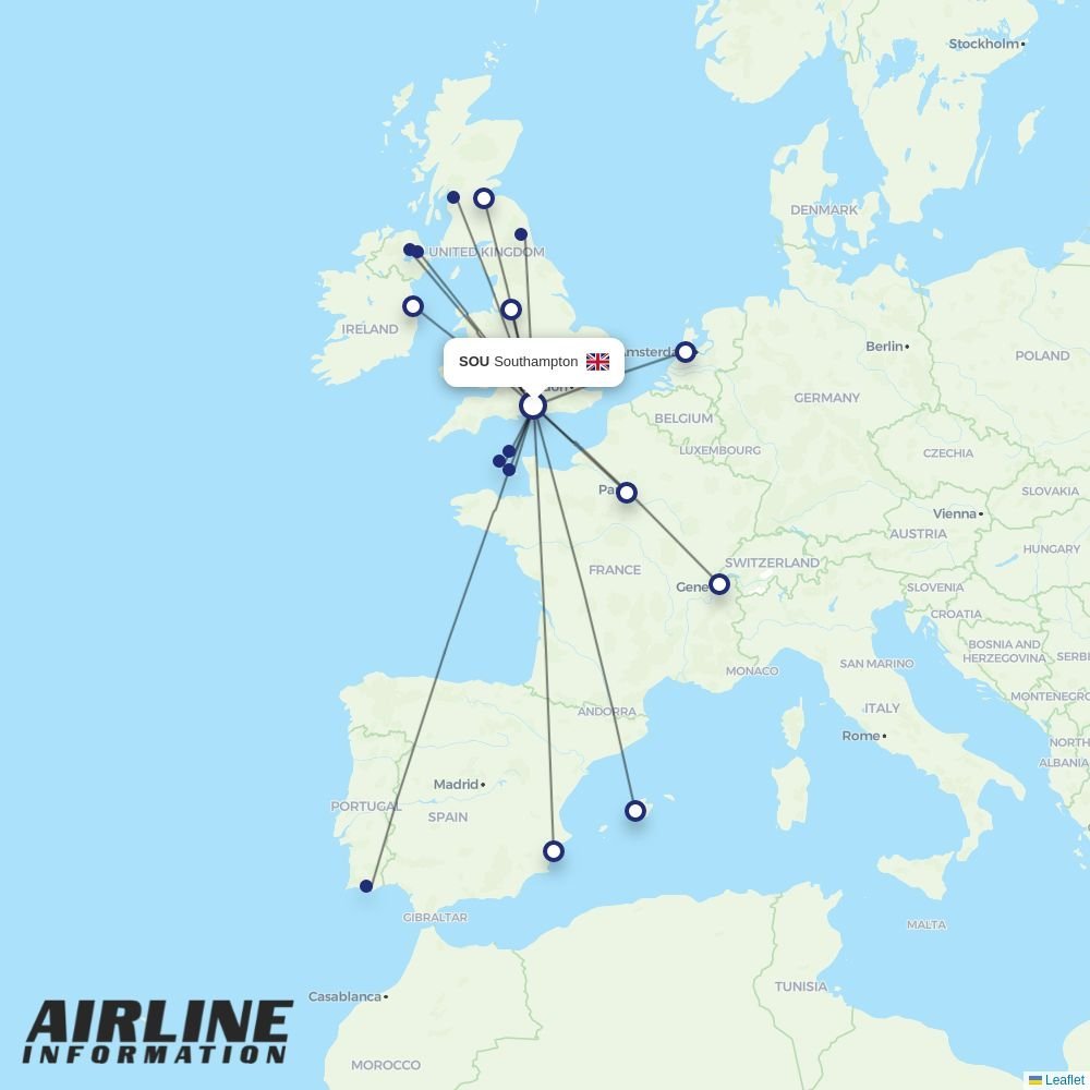Aurigny routes from SOU