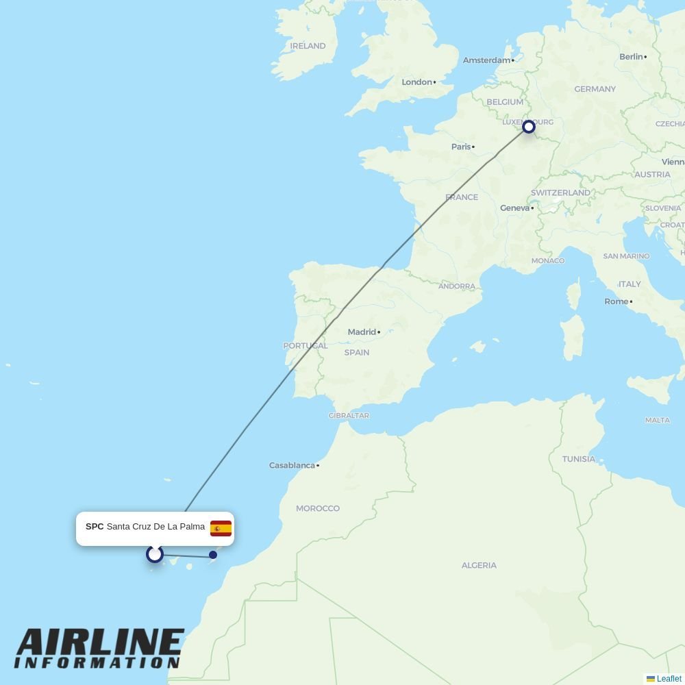 Luxair routes from SPC
