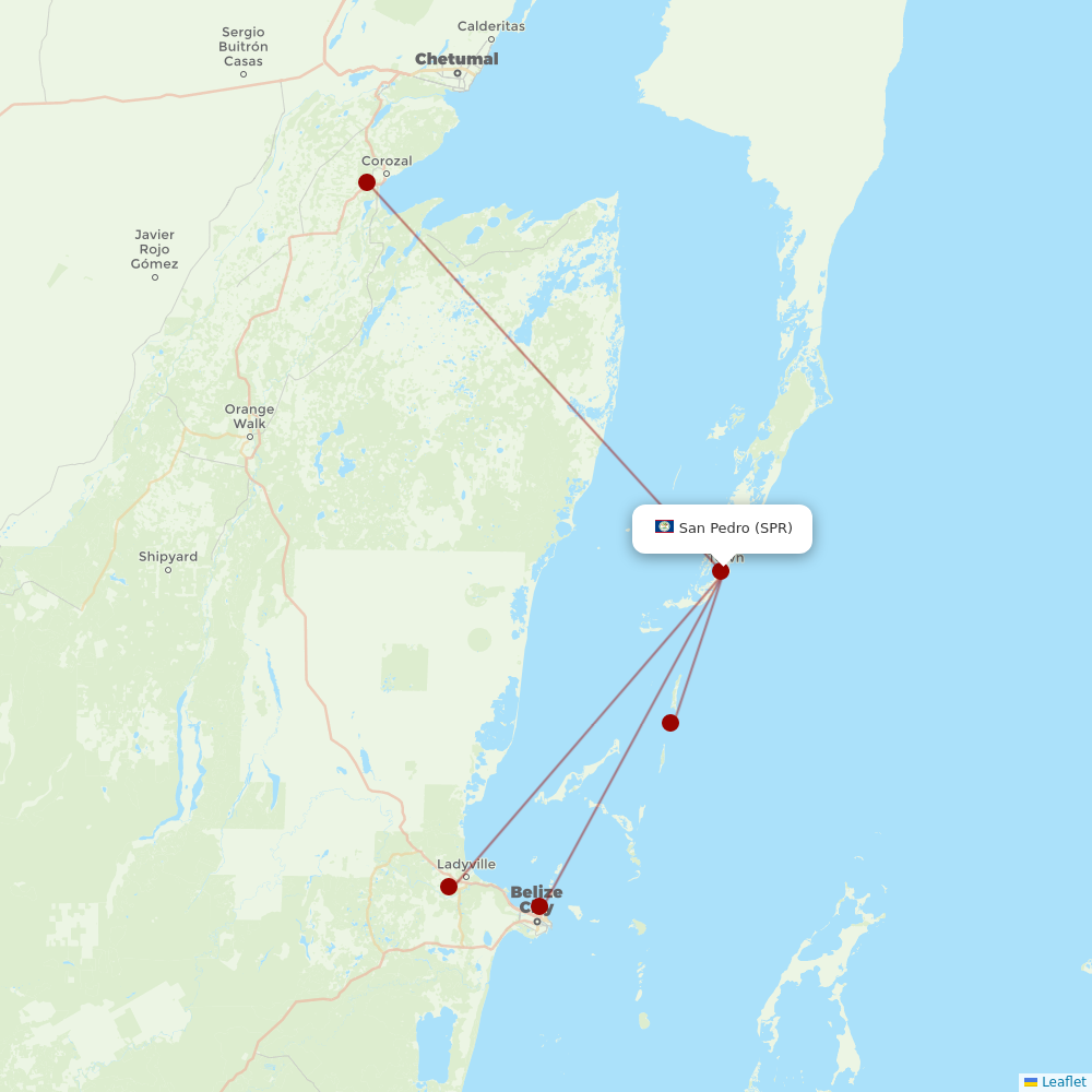 Tropic Air at SPR route map