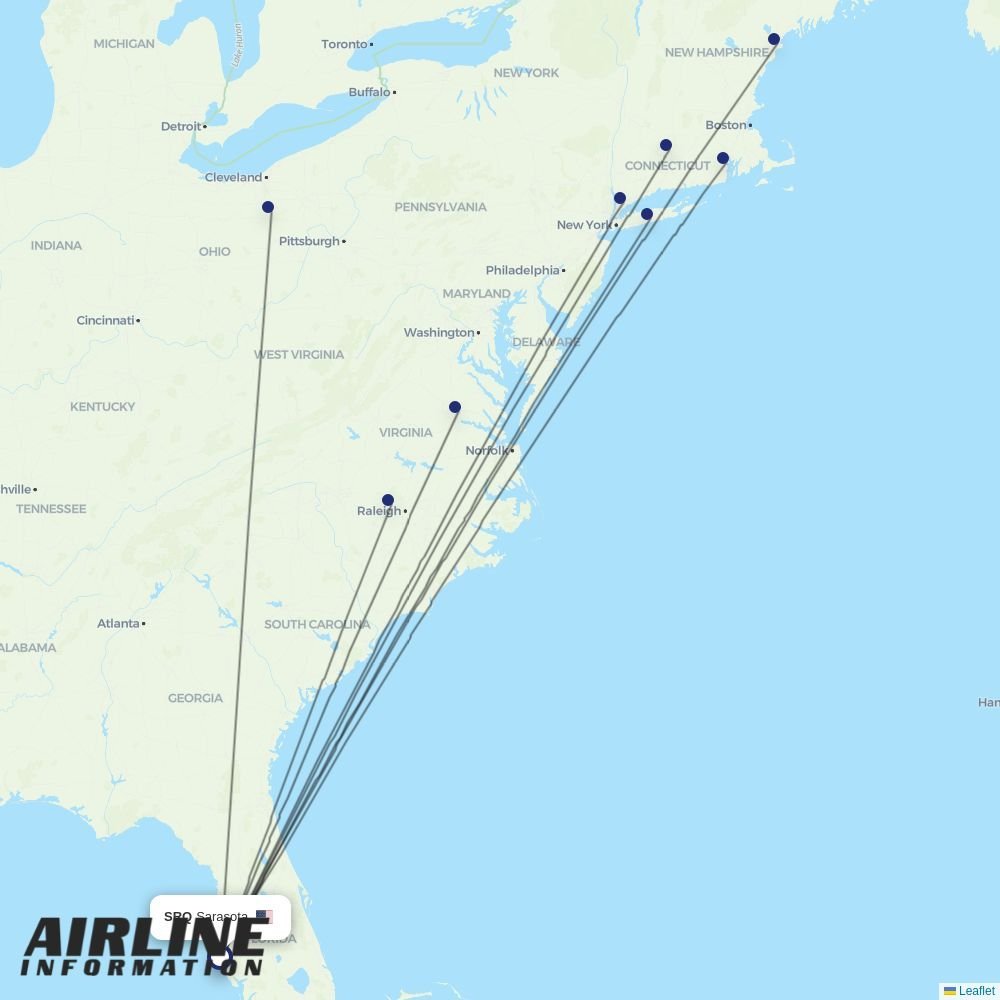 Breeze routes from SRQ