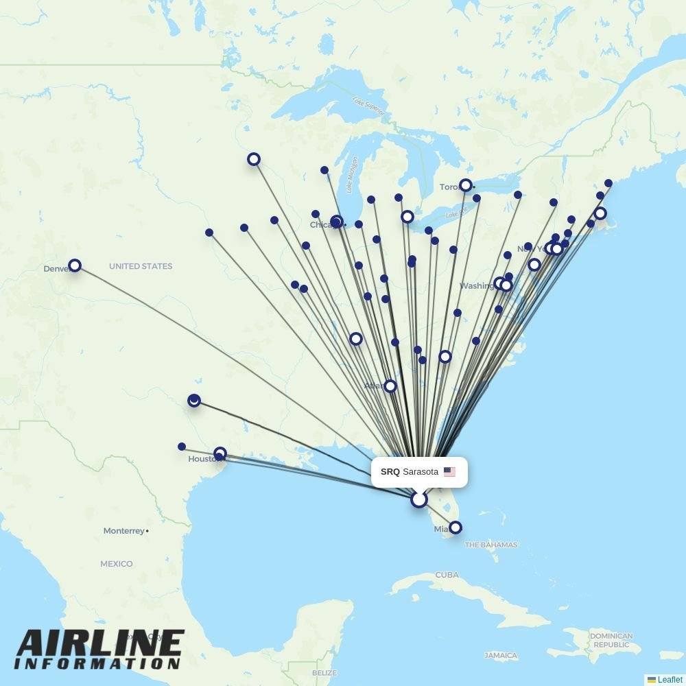Avelo routes from SRQ