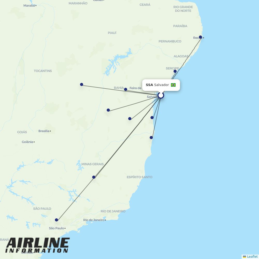 Azul routes from SSA