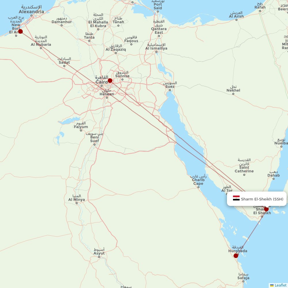 EgyptAir at SSH route map