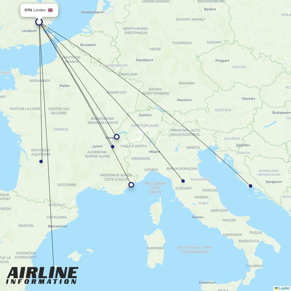 British Airways routes from STN