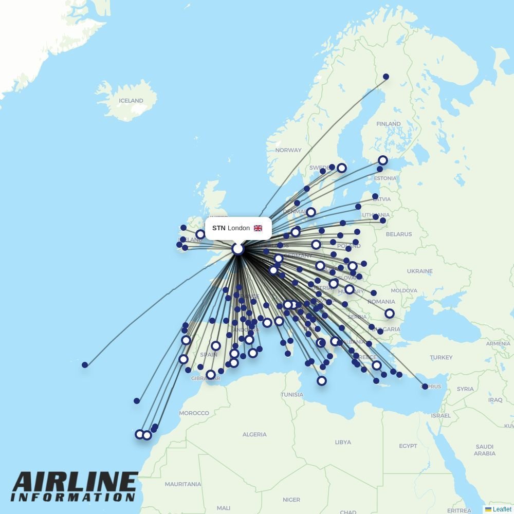 Ryanair routes from STN