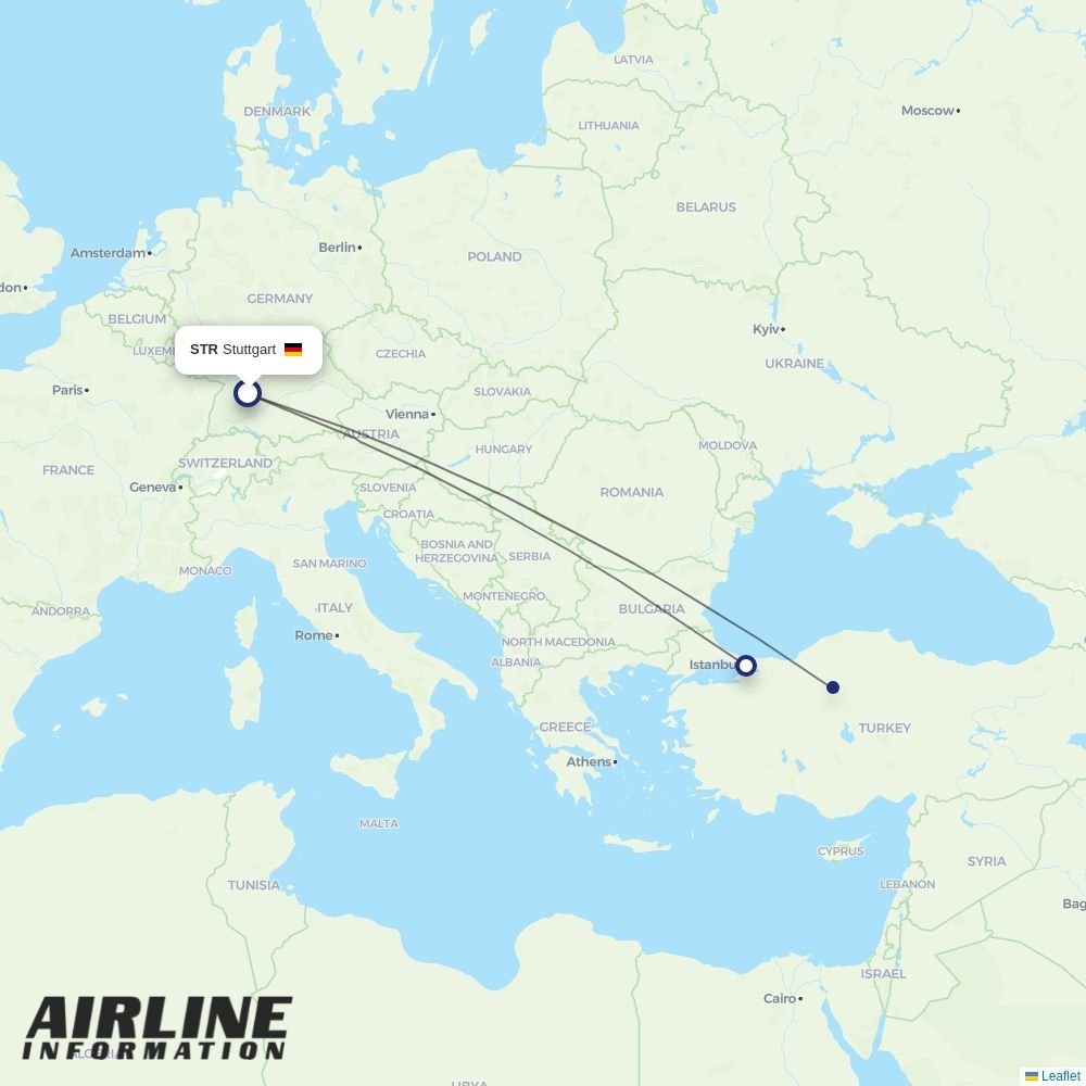 AJet routes from STR