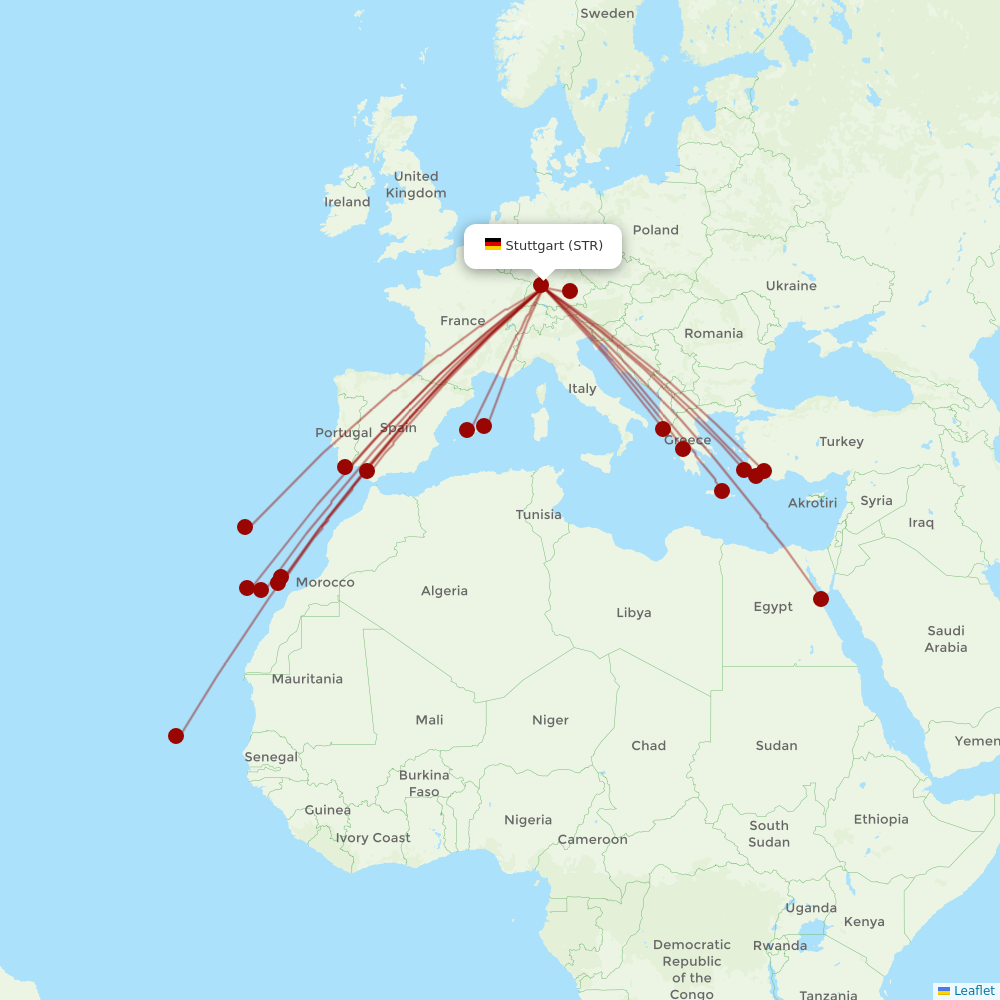 TUIfly at STR route map