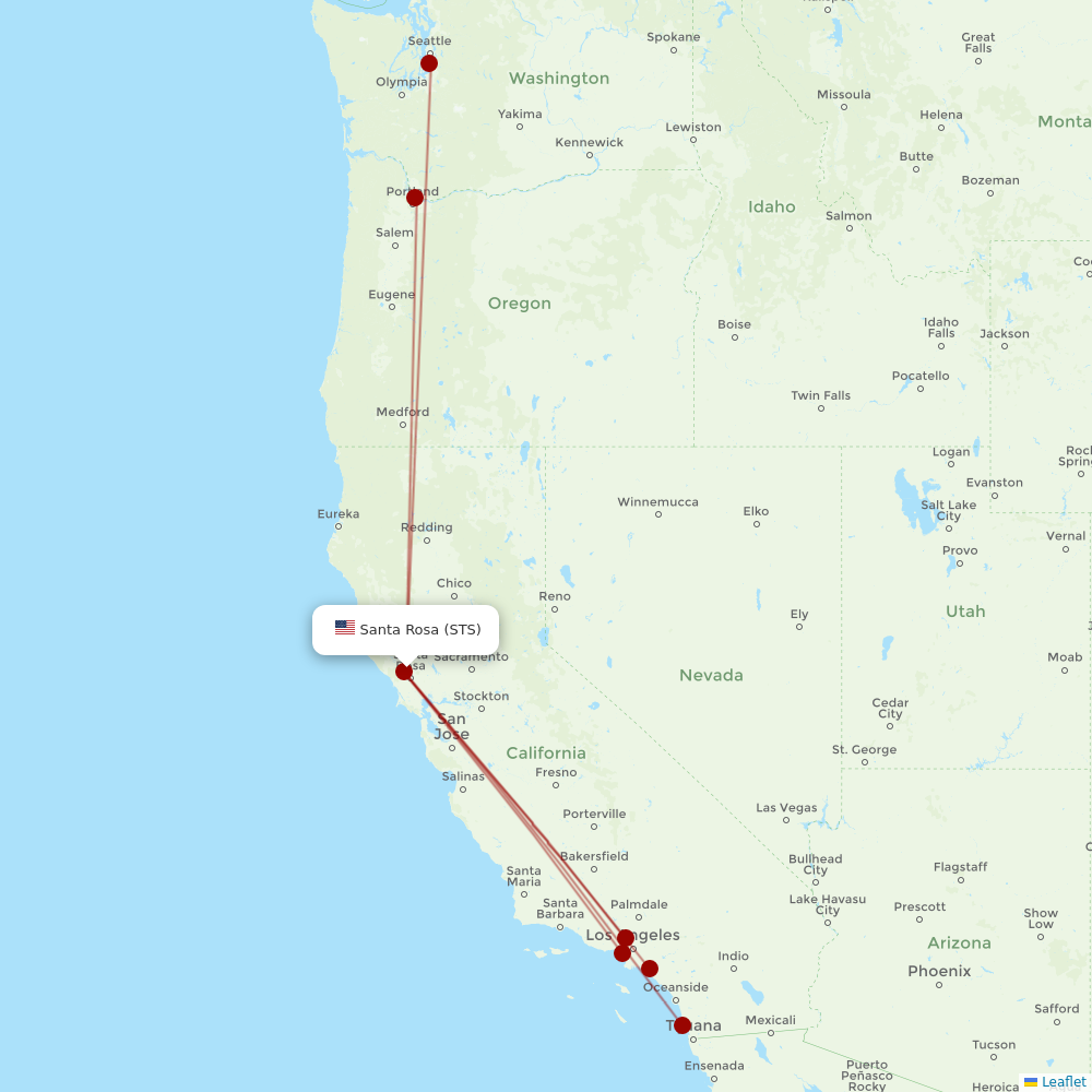 Alaska Airlines at STS route map